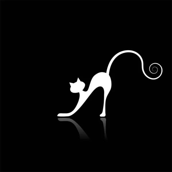 Silueta Gato Blanco Para Diseño — Archivo Imágenes Vectoriales