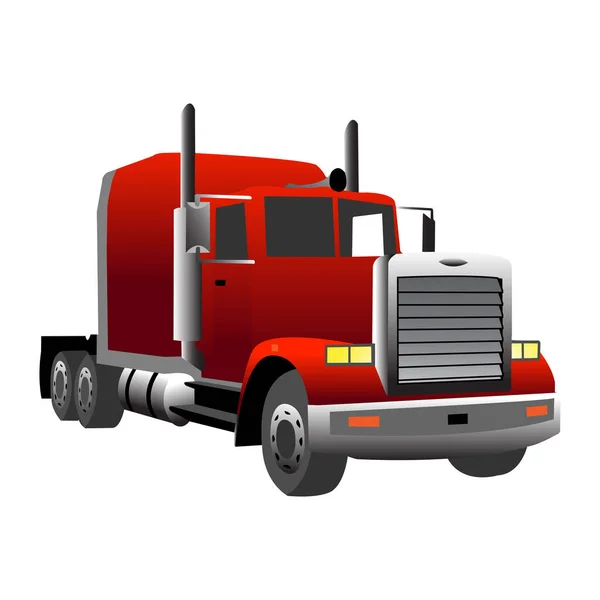 Rode Hellende Vrachtwagen Vectorillustratie — Stockvector