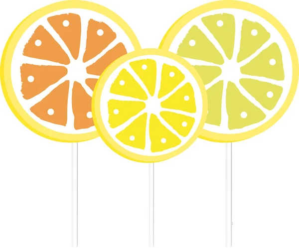 Vector Illustratie Van Levendige Fruitige Lolly Pops — Stockvector