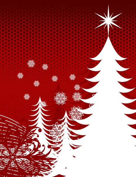 Weihnachten Hintergrund Mit Weihnachtskiefern Und Dekorativen Schneeflocken Vektorformat Sehr Einfach — Stockvektor