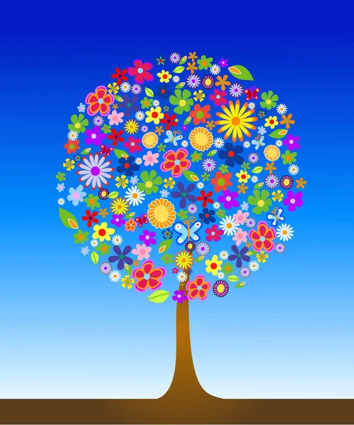 Kolorowe Drzewa Ilustracji Wektorowych Kwiaty — Wektor stockowy