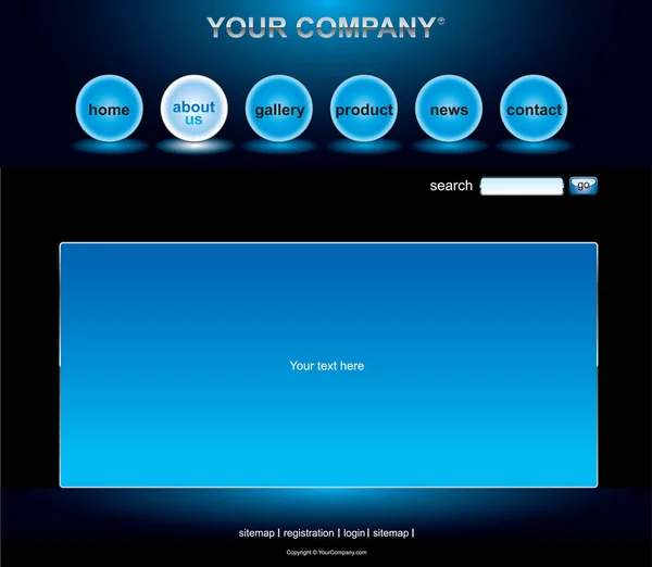 Sitio Web Plantilla Brillante Azul — Vector de stock