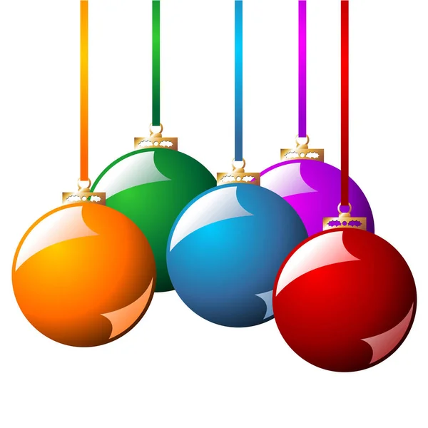 Beyaz Arka Plan Üzerinde Izole Farklı Renklerde Kurdeleler Ile Noel — Stok Vektör