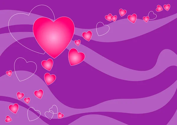 Любовное Сердце Разных Размеров Фиолетовом Фоне — стоковый вектор