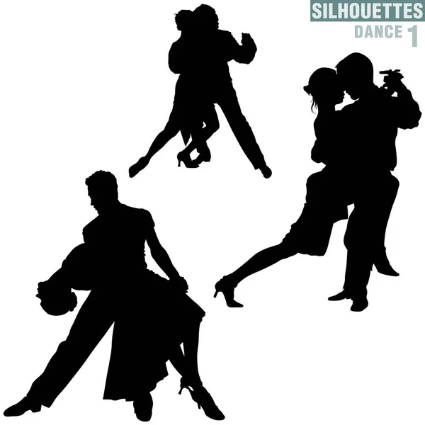 Silhouettes Dance Illustrazione Vettoriale Dettagliata — Vettoriale Stock