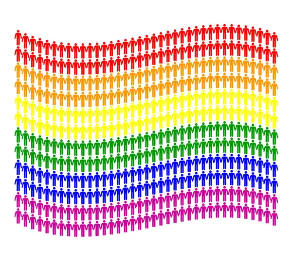 Ουράνιο Τόξο Γκέι Σημαία Φτιαγμένη Από Ανθρώπινο Εικονόγραμμα — Διανυσματικό Αρχείο