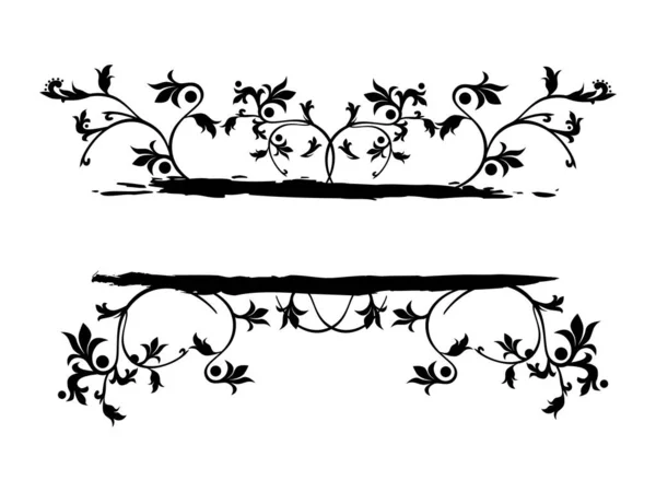 Cadre Floral Vectoriel Grunge Couleur Noire Sur Fond Blanc — Image vectorielle