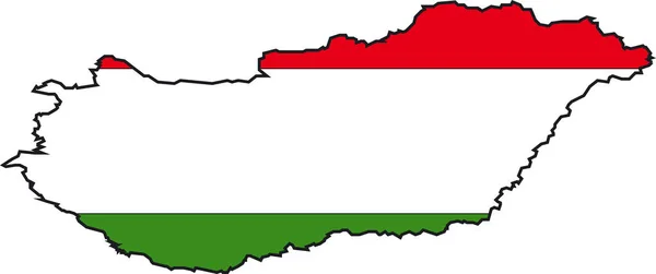 匈牙利地图和旗帜的说明性矢量 — 图库矢量图片