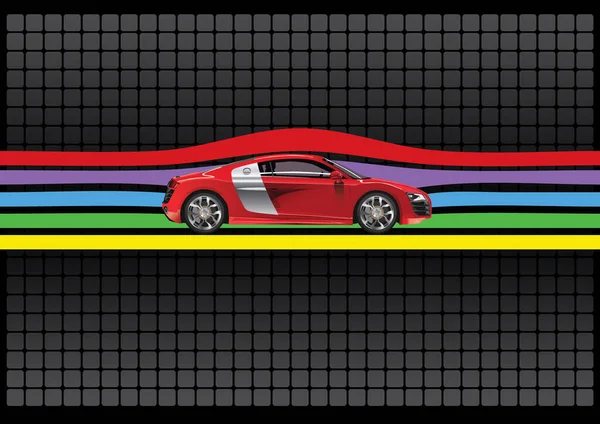 Modern Autó Piros Szín Elszigetelt Vonalak Illusztráció — Stock Vector