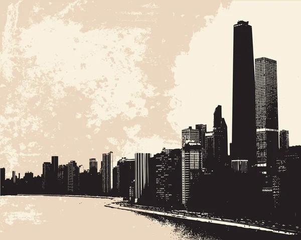 Blick Auf Die Skyline Von Chicago Vom Michigansee — Stockvektor