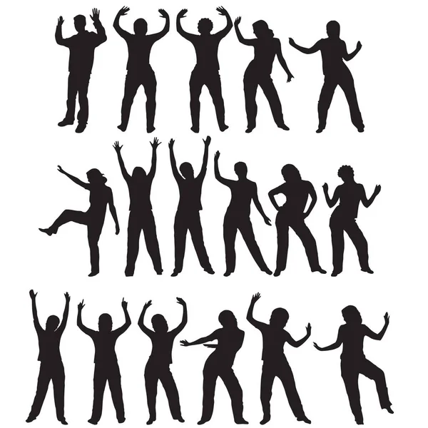 Silhouette Diverse Varie Pose Danza — Vettoriale Stock
