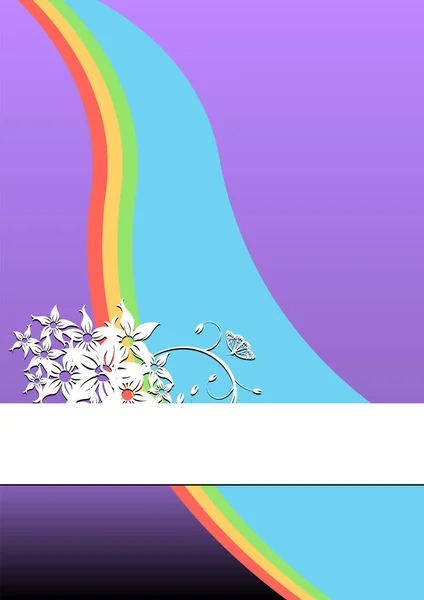 彩虹装饰与花卉和复制空间可用 — 图库矢量图片