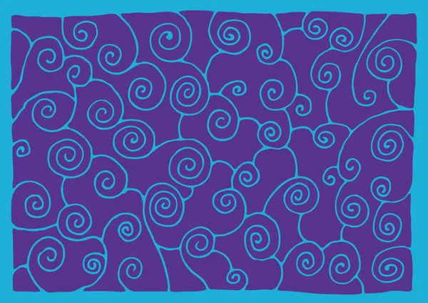 Handdrawn Blue Curls Purple Background — Stock Vector