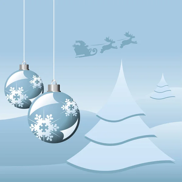 Kerstmis Thema Lichtblauw Met Kerstman Zijn Slee — Stockvector