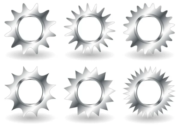 Different Stylized Cogwheels Isolated White Background — Stock Vector