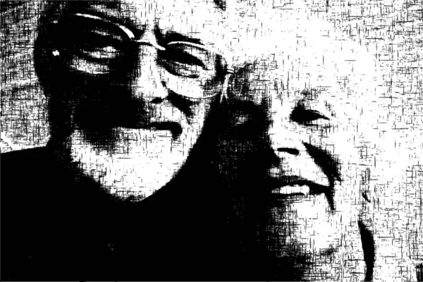 Editable Vector Grunge Illustration Happy Old Couple — Stock Vector