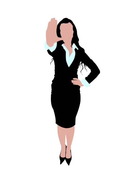Geschäftsfrau Stopp Pose Vor Fremdem Hintergrund — Stockvektor