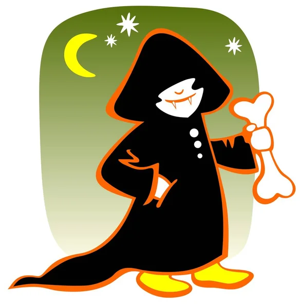Vampire Dessin Animé Sur Fond Noir Illustration Halloween — Image vectorielle