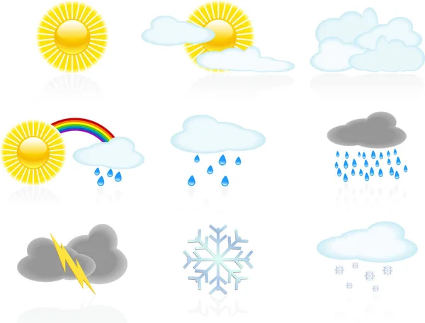 Ilustração Vetorial Que Descreve Várias Condições Meteorológicas —  Vetores de Stock