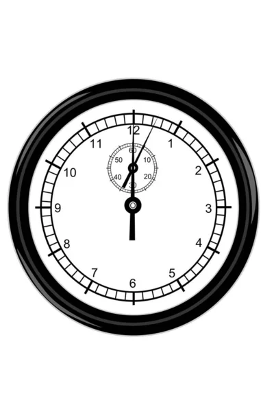 Une Horloge Murale Noire Sur Blanc — Image vectorielle