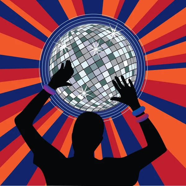 Parlayan Disko Topu Bilezikli Dansçı Elleri — Stok Vektör