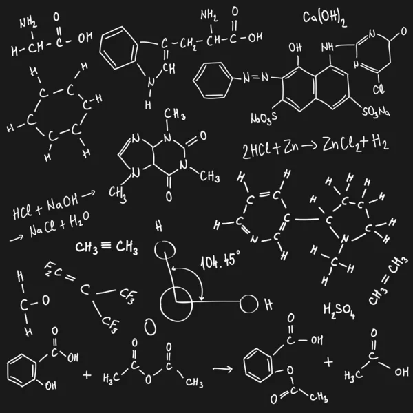 黒板に書かれた化学の文字や — ストックベクタ