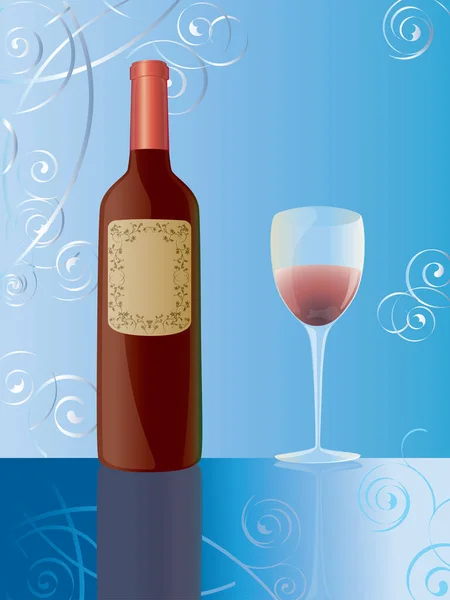 Imagen Vectorial Botella Copa Vino — Vector de stock