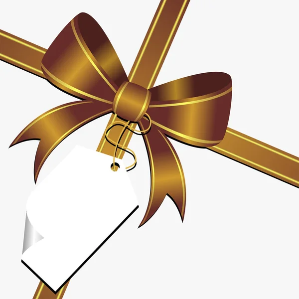 白色空白标签的金色装饰弓 — 图库矢量图片
