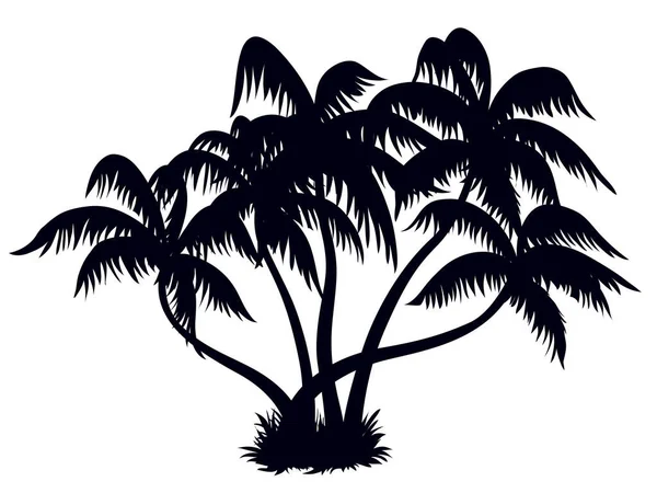 Silhouette Palmiers Sur Une Plage Élément Design — Image vectorielle