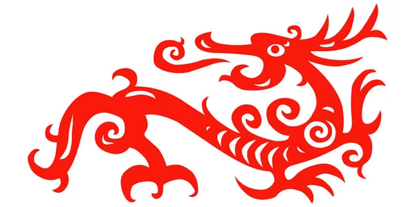 Традиційний Папір Вирізьблений Дракона Ята Частина Китайського Зодіаку — стоковий вектор