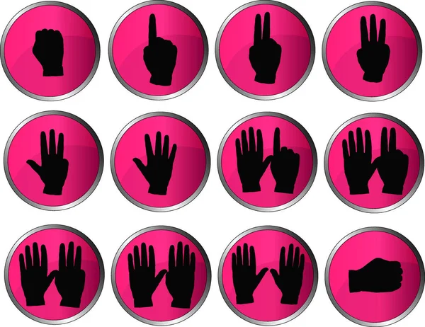 Pink Hand Buttons — Stock Vector