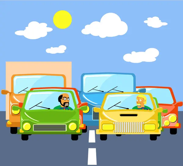 Traffic Jams Image Color Illustration — Stock Vector
