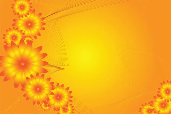 桔黄色背衬上的抽象花卉设计 — 图库矢量图片
