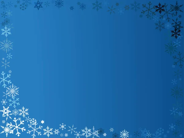 Helle Und Dunkle Schneeflocken Über Einem Blau Verblassenden Hintergrund — Stockvektor