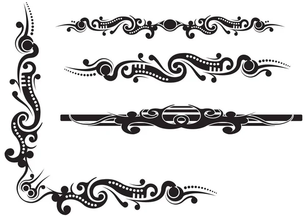 ベクトル図 スクロール部族タイプのパターンに基づくコーナーデザインと3分割 — ストックベクタ