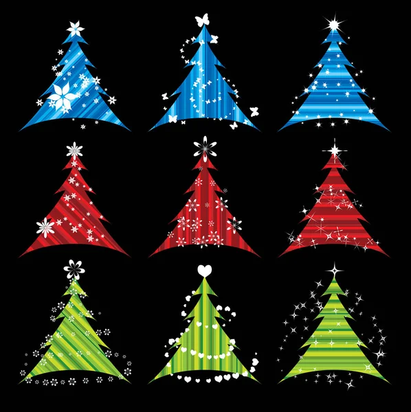 クリスマスツリー デザイン要素のセット — ストックベクタ