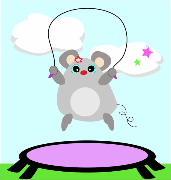 Мышь Любит Прыгать Канат Батуте — стоковый вектор