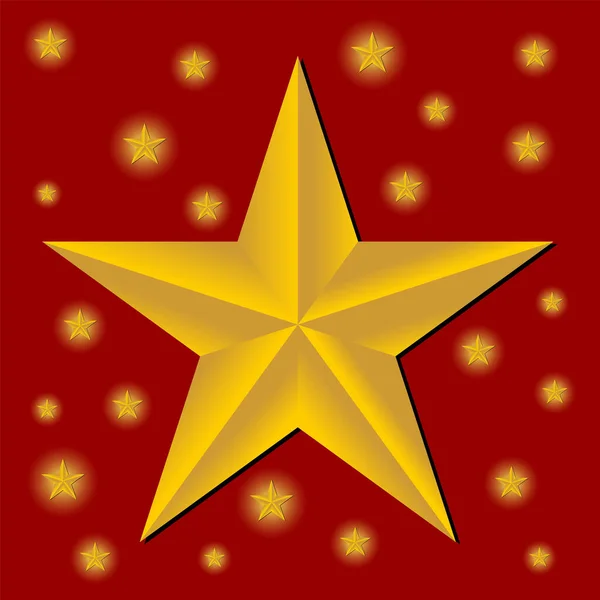 Patrón Navidad Hecho Con Estrellas Sobre Fondo Degradado Rojo — Vector de stock