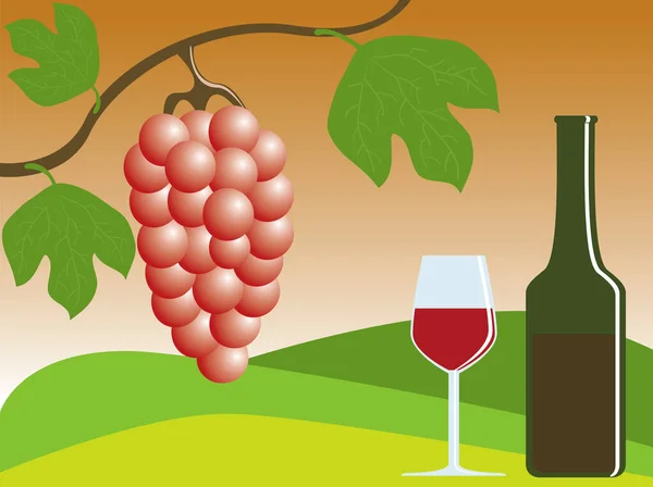Векторная Иллюстрация Спелых Винограда Вина — стоковый вектор