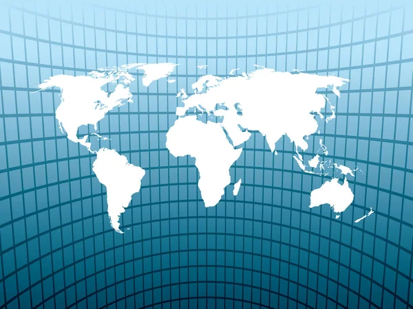 Grande Carte Monde Sur Fond Bleu Abstrait Illustration Commerciale Conceptuelle — Image vectorielle