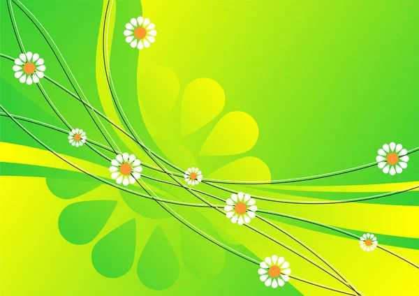 Çiçek Deseni Ilkbaharı Çağrıştıran Yeşil Tonlarda — Stok Vektör