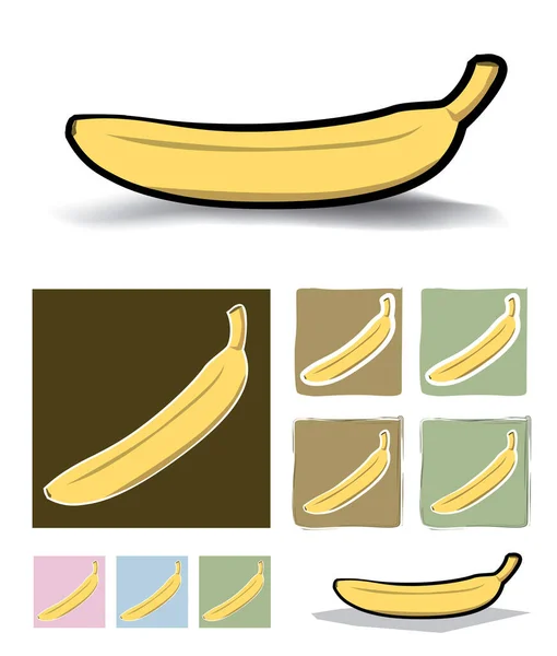 Banane Icônes Image Illustration Couleur — Image vectorielle