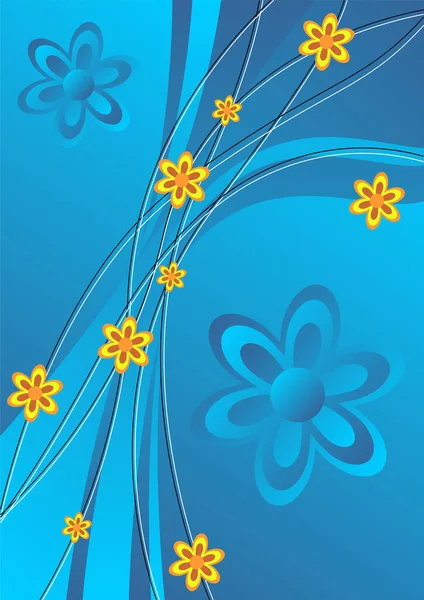 Çiçek Teması Mavi Tonlarda Bahar Zamanı Çağrıştırıyor — Stok Vektör