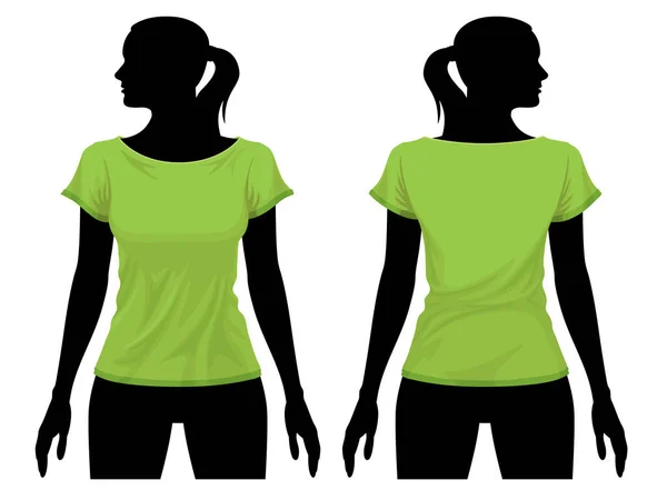 Modelo Camiseta Feminina Com Silhueta Corpo Humano — Vetor de Stock