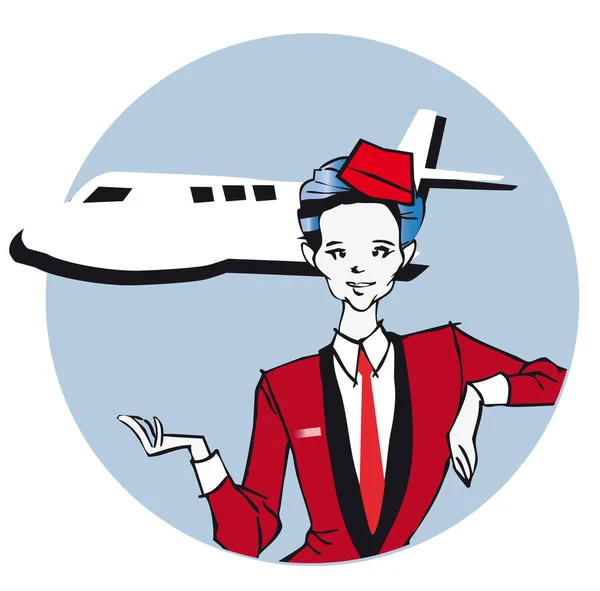 Stewardess Fehér Előfizető — Stock Vector