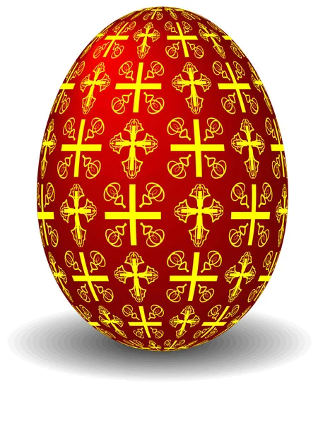 Wielkanocne Czerwone Jajko Namalowane Przez Krzyże Wektorze — Wektor stockowy