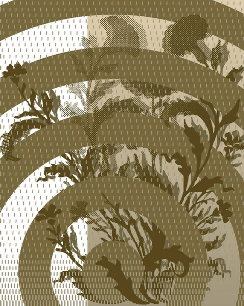 ベクトル描画 花や円とハーフトーン背景 — ストックベクタ