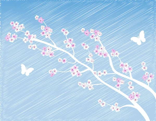 桜と蝶の背景 — ストックベクタ