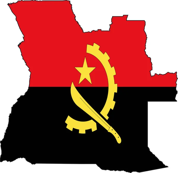 Ilustracja Wektor Mapy Flagi Angoli — Wektor stockowy