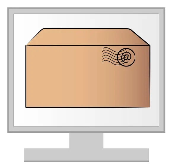Ekranda Posta Içeren Bilgisayar Monitörü — Stok Vektör